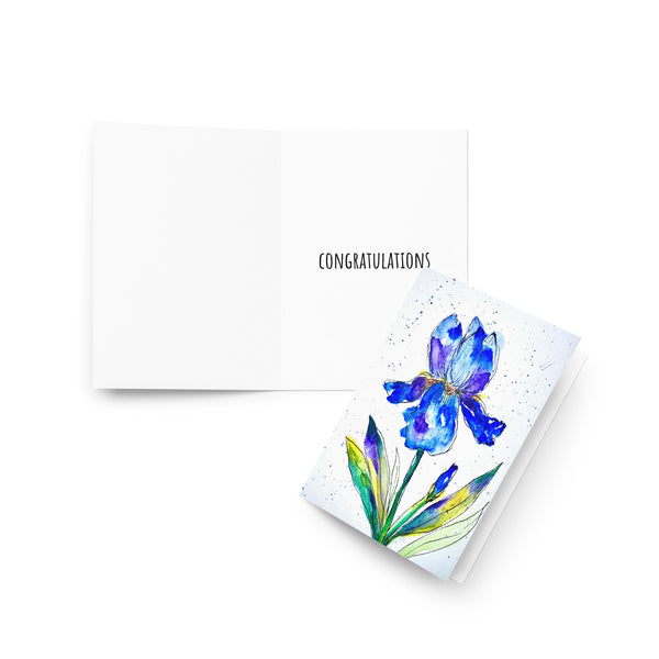 "Indigo Iris IV" - Congratulations Card