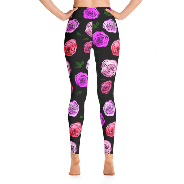 Pink Rose Garden Yoga Leggings