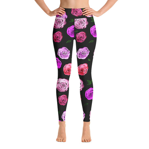 Pink Rose Garden Yoga Leggings