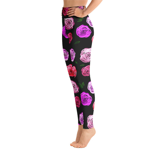 Pink Rose Garden Yoga Leggings