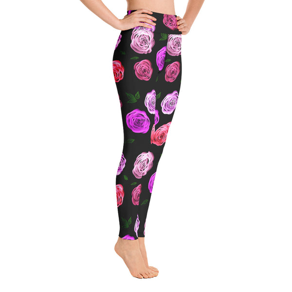 Pink Rose Garden Yoga Leggings